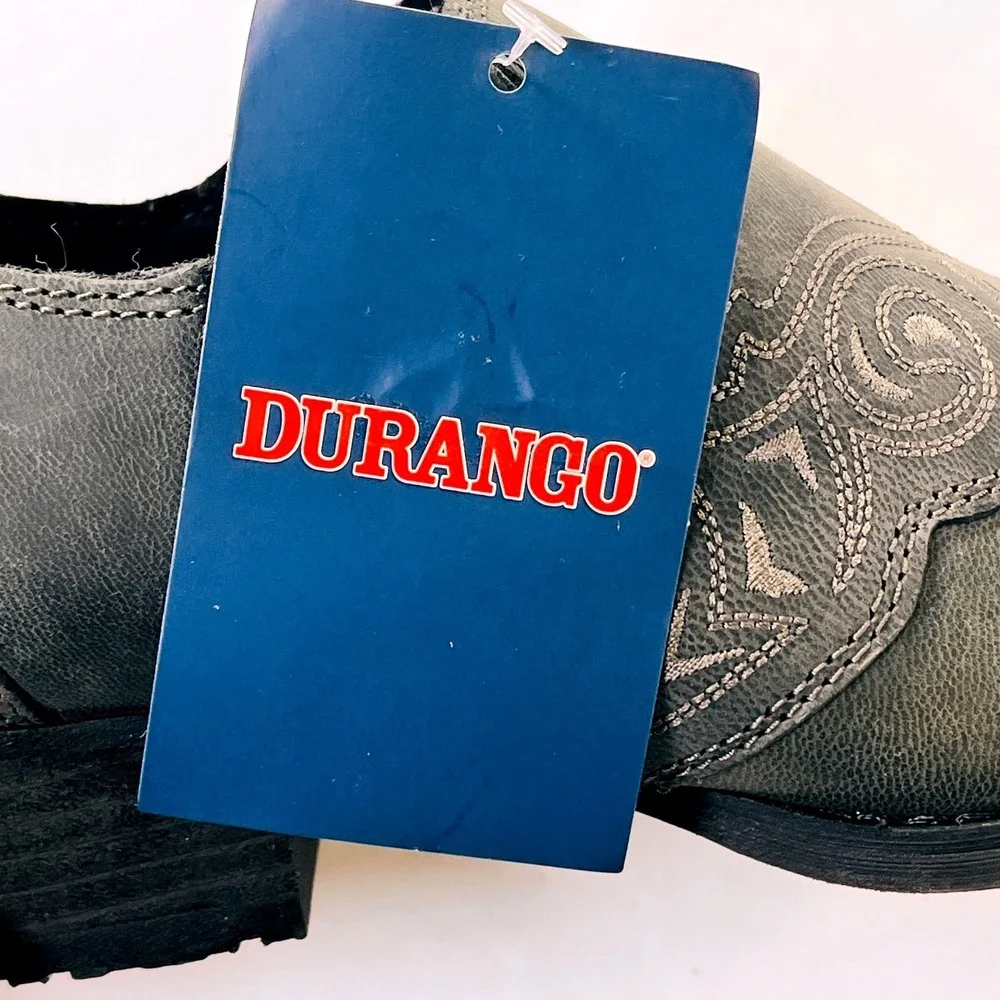 NEW Durango Crush Ankle Boots Womens 8.5 Gray Leather Western Metal Toe Bootie‎